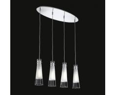 Ideal Lux Kuky Clear SP4 Lampada a Sospensione, Vetro, Trasparente