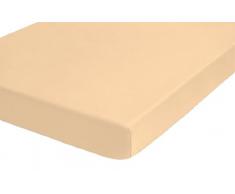 Biberna - lenzuola singolo singolo con angoli elasticizzati, in jersey, Cotone/Tessuti misti, beige, 140 cm x 200 cm