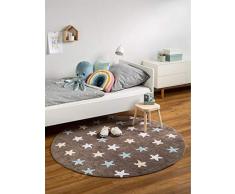 benuta Bambini Stars - Tappeto per cameretta dei Bambini, Cotone, Blu, Ã¸ 150 cm
