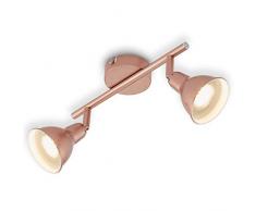 Briloner Leuchten - Plafoniera con 2 faretti LED girevoli e orientabili, in rame, GU10, stile vintage 2Â lampadine da 3Â W e 6.400Â K