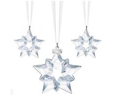 Swarovski - Set di 24 Decorazioni Natalizie in Cristallo, Colore: Bianco