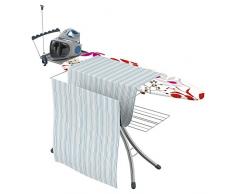 GIMI Advance 140 Asse da Stiro con Supporto Estraibile, con Portacaldaia, con Portabiancheria, per Mancini, Regolabile in Altezza, Acciaio, Grigio, 154 x 45 x 93 cm