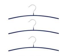homeXpert MSV 240, Lotto da 3 grucce in Metallo Cromato, Rivestimento in PVC/, Colore: Blu Scuro, Dimensioni 40 x 12,5 x 0,1 cm