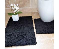 Tonys Textiles Tappetini per Bagno - 100% Cotone Ritorto - Set da 2 - Nero