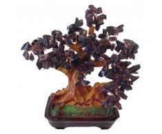 Feng Shui Glück Albero 25 cm Denaro Albero Bonsai Pfennig Albero a Mano Pietra Viola Ametista