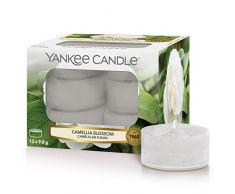 Yankee candle Camellia Blossom Candele Profumate Tea Lights, Candele per la Luce del Tè, Bianco Fiore di camelia, x12