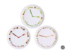 Excelsa Clock Set 6 Piatti Pizza, Porcellana, Bianco, 30x30x8 cm, 6 unitÃ 