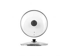 HOME 0 Coperchio Vetro B/Acciaio Inox Cm30 Pentole, Nero