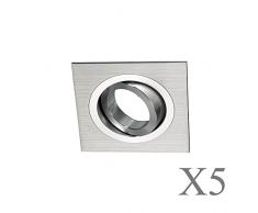 Wonderlamp Classic w-e000103 Pack di faretti quadrati con portalampada gu10, Grigio, 9 x 2.5 cm, 5 pezzi, alluminio