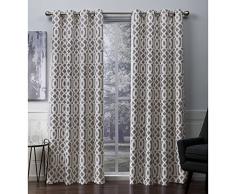 Exclusive Home Tende Scrollwork Gated Stampa Raso Tessuto Oscurante. Occhielli Finestra Tenda a Pannello, Talpa, 52Â x 108Â cm