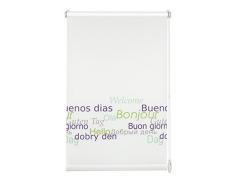 Gardinia 30758 Tenda a Rullo Morsetto di Fissaggio o Adesiva, Tessuto, Motivo a Scritta, 100 x 150 cm