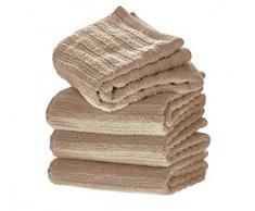 iDesign Ribbed Bagno a Coste, Kit Cotone 100%, Set da 4 Asciugamani Viso e Corpo con Nastro per Appendere, Beige, 71,1 cm x 40,6 cm x 0,3 cm, 4 unitÃ 