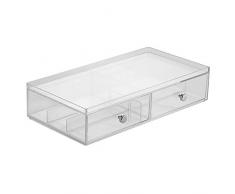 InterDesign Drawers Cassettiera Porta Occhiali, Espositore Occhiali Impilabile Con 2 Cassetti, Portaocchiali Per Occhiali Da Vista O Da Sole, Plastica Trasparente