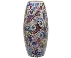 Maturi Vaso Mosaico in Vetro screpolato, Multicolore, 30 cm