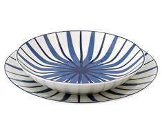 H&H Servizio Tavola Piatti 12 (6-6) Coupe Porcellana Kashmir, Multicolore