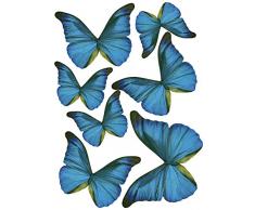 Plage 3D Charming Butterfly Stickers Decoration Trasparente [7Â Butterflies Between 8Â x 6,5Â cm And 14Â x 11Â cm], plastica, Blue, 14Â x 0.1Â x 11Â cm, 7Â unitÃ 