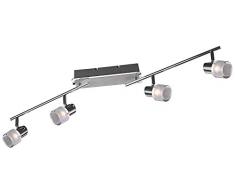 Trio Leuchten Lampada A Barra, 4 Cilindri, 94 Cm, Trio 874410406 Presley Faretto LED, 4x4.5 Watt, Cromo/Bianco, 94x8x20 cm SMD 4,5W, 4.5 W, Unica