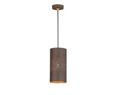 WOFI Lampada a sospensione, metallo, E27, 60Â W, Marrone antico, 15Â x 15Â x 150Â cm