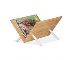 Relaxdays Portariviste da Terra in bambÃ¹, 4 Gambe, Design lineare & Minimal, Venature, HLP: 22 x 33,5 x 37cm, Naturale