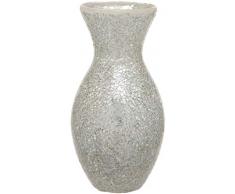 Maturi Vaso Mosaico Floreale in Vetro screpolato, Argento, 28x11cm