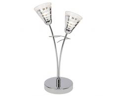 Brilliant eode lampada da tavolo, 2Â luce, 2Â X MAX 33Â W G9, Metallo/Vetro, Cromato, 25Â x 25Â x 40Â cm, 38942/15