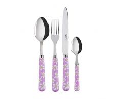 Marguerite - Set di 4 pezzi (forchetta, coltello, cucchiaio da tavola, cucchiaio caffÃ¨), colore: rosa