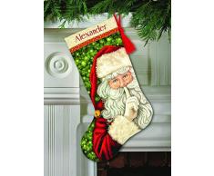 DIMENSIONS Needlecrafts Dimensioni contate X Stitch â Calza di Babbo Natale Segreto, 100% Cotone, Avorio, 40.6 x 20 x 0.1 cm