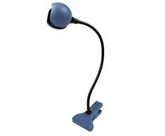 Sulion Clap Lampada da scrivania LED, Pieghevole, con Clip di Fissaggio e Porta USB 3 W, Nero, Blu, 33 x 10 x 36 cm