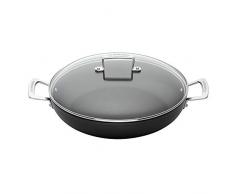 Le Creuset Tegame basso in alluminio antiaderente con coperchio, Ã 26 cm, PFOA free, Per tutte le fonti di calore, induzione incl.,Nero