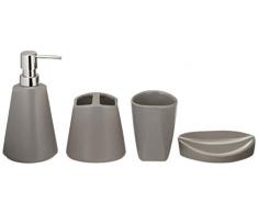 AmazonBasics - Set di accessori da bagno in ceramica, 4 pezzi - Grigio