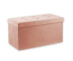 Galileo Casa 2194631 Panca Pieghevole con Contenitore Velluto Rosa cipr, Misure: l. 76 x p. 37,5 x h. 38