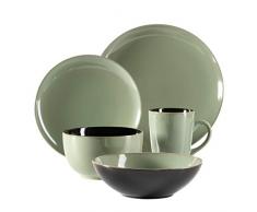 MÃSER Collezione Scuro Servizio Piatti Completo Verde in Ceramica, 5 pz. per 1 Persona, Set Moderno e mediterraneo, GrÃ¨s
