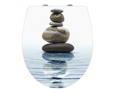 Wenko 21747100 - Sedile Copri WC in Acrilico Lucido, Motivo: Meditation, con Chiusura Automatica e Fissaggio igienico Fix-Clip