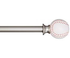 AmazonBasics - Bastone per tende, 1,6 cm, con elementi decorativi a forma di pallone da baseball, 218 cm