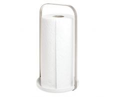 iDesign Organizer cucina ideale per i rotoli di carta, Portarotolo cucina verticale da appoggio, Pratico portarotoli da cucina in metallo, argento opaco/bianco opaco