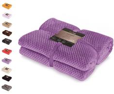 DecoKing- Coperta in Microfibra, Pile Morbido, Tessuto, 170 x 210 cm, Viola