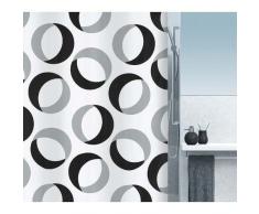 Spirella 10.15184 - Tenda da Bagno con Motivo ad Anelli, 180 x 200 cm, Colore: Bianco/Grigio/Nero