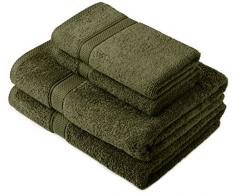 Pinzon by Amazon - Set di asciugamani in cotone egiziano, 2 asciugamani da bagno e 2 per le mani, colore: muschio