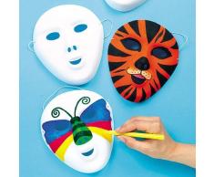 Baker Ross Maschere bianche per bambini da decorare e personalizzare, Ottime per Carnevale (confezione da 8)