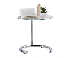 Relaxdays Tavolino caffè Altezza Regolabile Fino a 70 cm, Tavolo Piccolo per Salotto, Acciaio Cromato, Argento, 46 x 46 x 70 cm