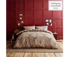 Catherine Lansfield Stag - Set con copripiumino, per letto matrimoniale Super King, motivo cervo