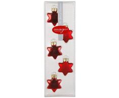 Inge-glas 12002D014 - Tubo da 5 Decorazioni a Stella di Natale, 40 mm, Colore: Rosso Brillante