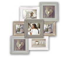 Zep TY381 Airolo - Cornice portafoto Multipla, in Legno, 53 x 50 x 3,5 cm, Colore: Bianco/Beige/Grigio/Marrone