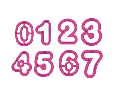 Decora Confezione Tagliapasta Numeri, Plastica, Fucsia, 5.2 x 2.2 cm, 9 Pezzi