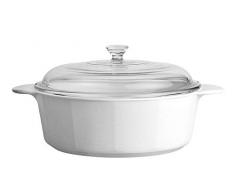 CORNINGWARE - Casseruola da 3,25 Litri Rotonda in vetroceramica Pyroceram, Bianco