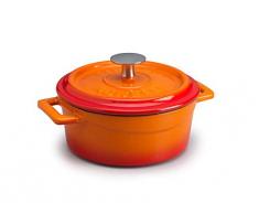 Pentole Agnelli COGHSRP10424O Slowcook Casseruola con Maniglie e Coperchio, Ghisa, Arancione, 4.5 L - 24cm