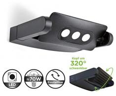 Lutec Mini Ledspot Lampada da Esterno a LED Integrato 9 W, Grigio Antracite, 16 x 21 cm