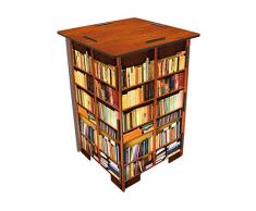 Werkhaus SH8244 Photohocker Motiv BÃ¼cherregal Sgabello, Legno, Multicolore, 29.5 x 29.5 x 42 cm