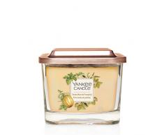 YANKEE CANDLE Elevation Collection con Coperchio Utilizzabile Come Base Candela Quadrata a 3 Stoppini, Fava Tonka e Zucca, Media