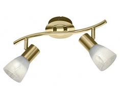 Trio Leuchten Trio 871010208 Levisto Faretto LED, 2x6 Watt, Ottone Satinato/Alabastro, 33x10x19 cm E14, 6 W, 2-flammig